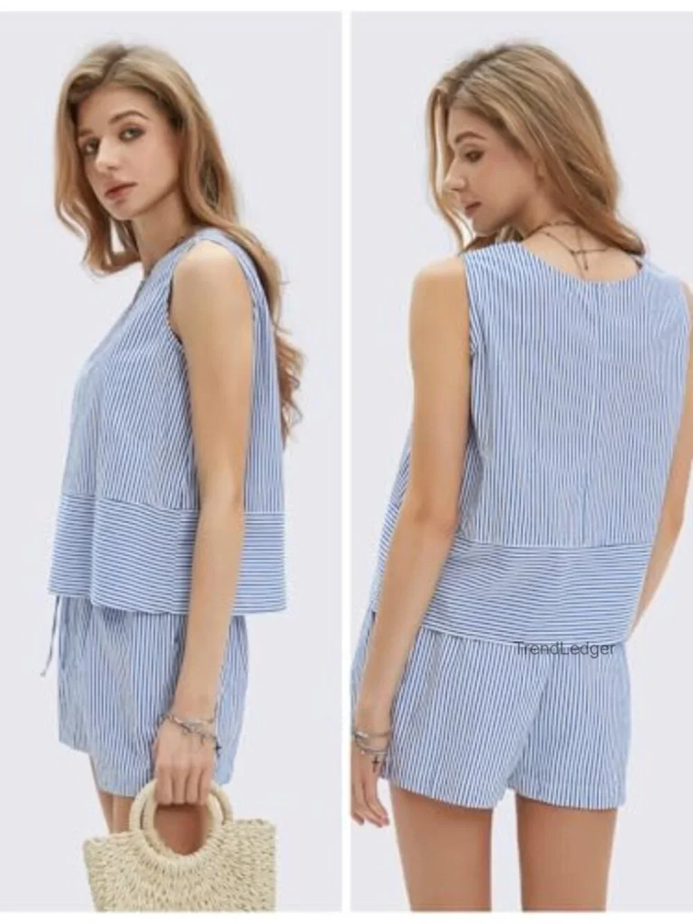 Women's 100% Cotton Two Piece Short Set Sleeveless Tank